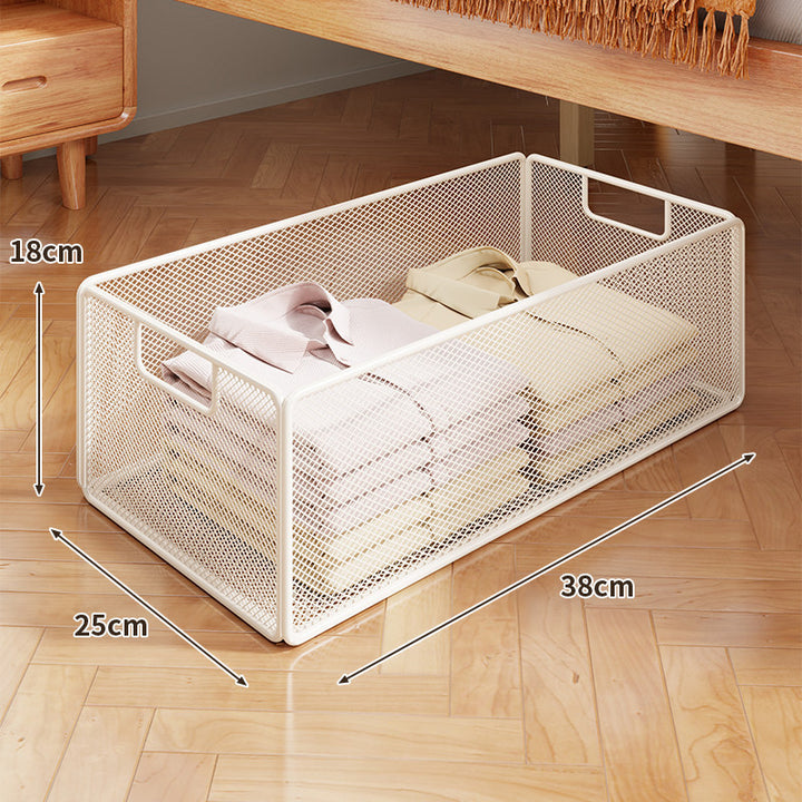 Underbed Low-Profile Metal Mesh Storage Drawer on Casters