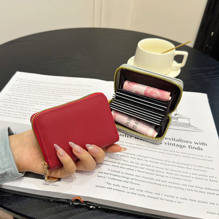 Compact Crocodile-Textured Zipper Wallet