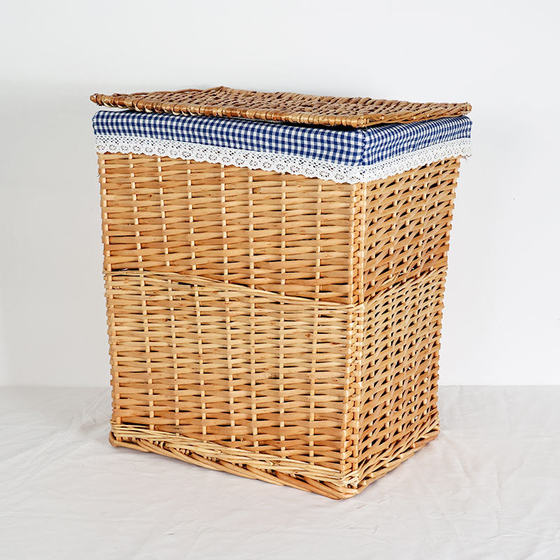 Women's laundry basket with decorative checkered fabric and practical lid Kalsten
