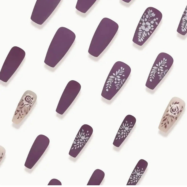 Floral Matte Acrylic Nail Art Kalsten