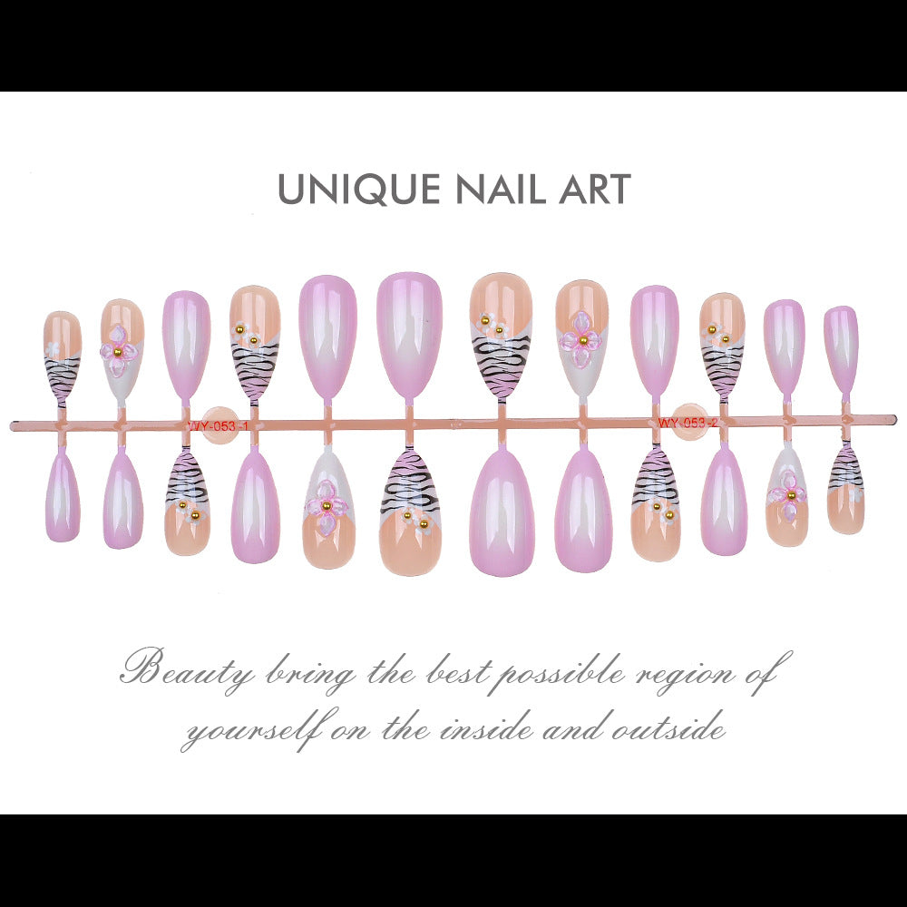 Elegant Floral Embellished Press-On Nails Kalsten