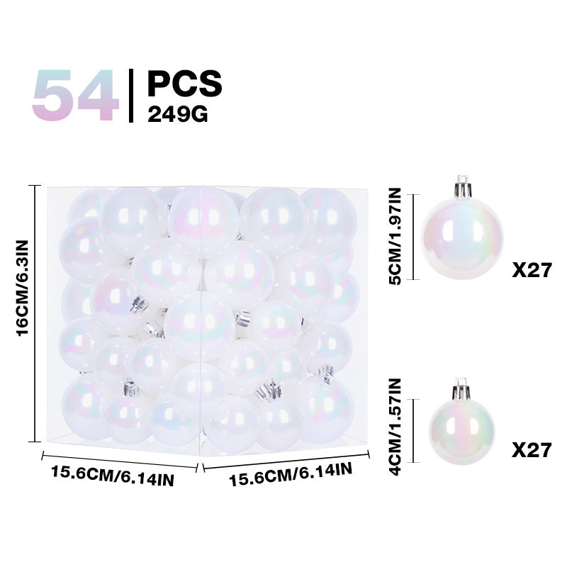Set of pearl-glossy plastic Christmas ornaments in two sizes