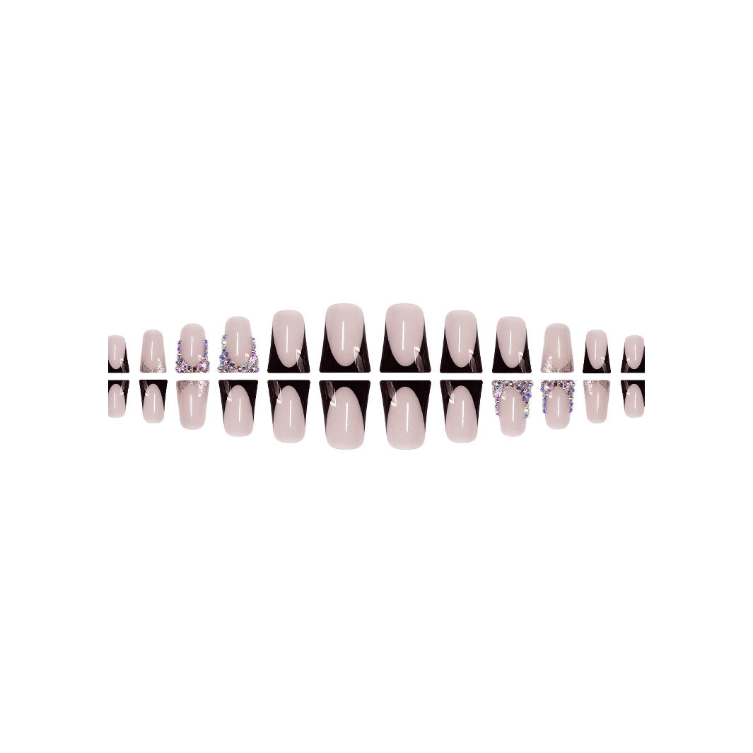 Decorative Press-On Nail Art with Rhinestone Accents Kalsten