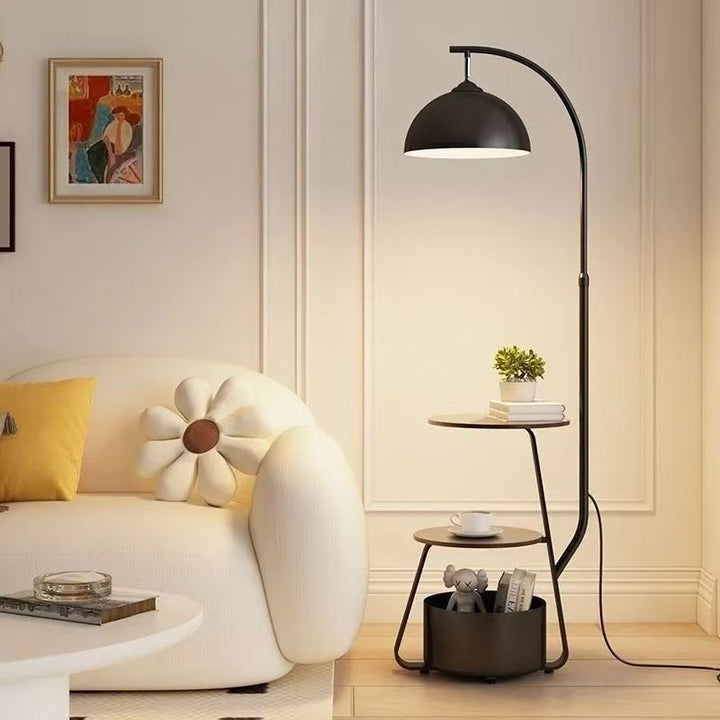 Modern Arc Floor Lamp with Integrated Side Table