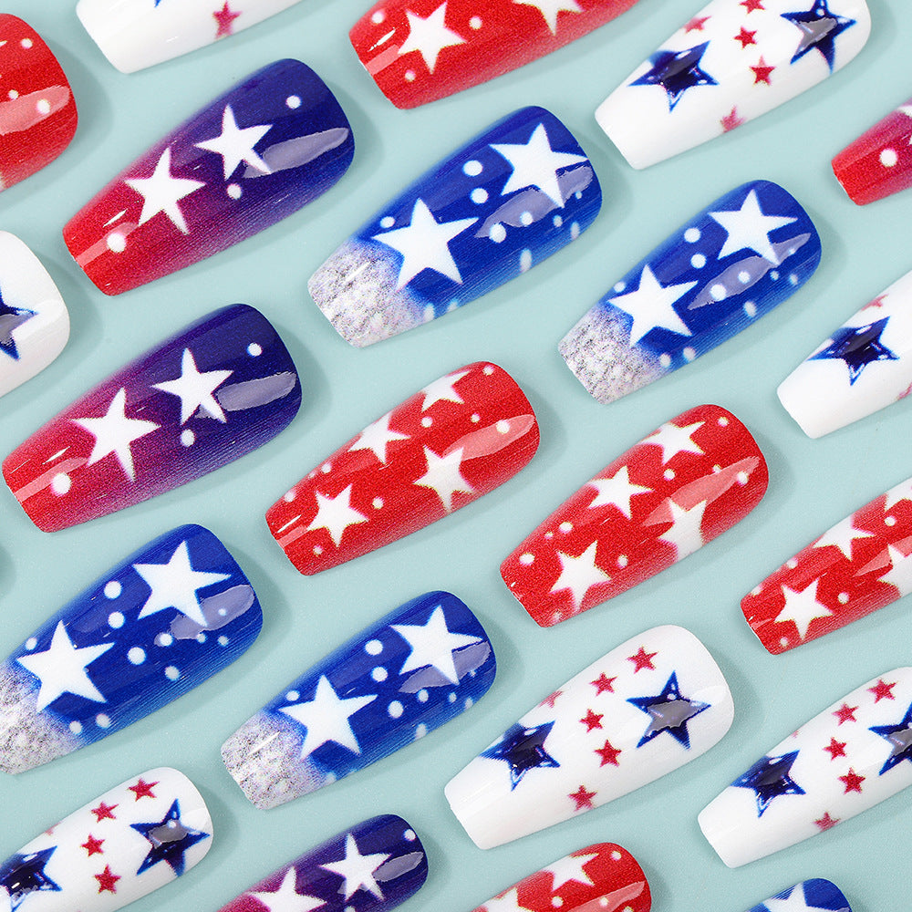 Artificial nails set with patriotic star designs Kalsten