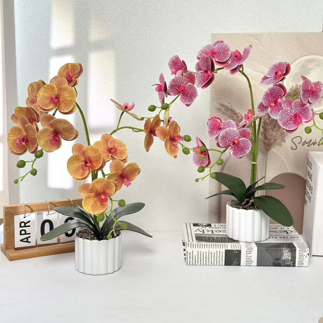 Realistic Artificial Orchid Flower Arrangement for Home Decor