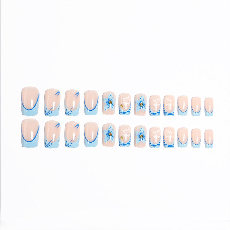 Acrylic nail set with exquisite floral and glitter accents Kalsten