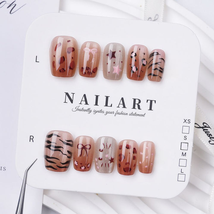 Artistic Stiletto Press-On Nail Set with Floral Embellishments Kalsten