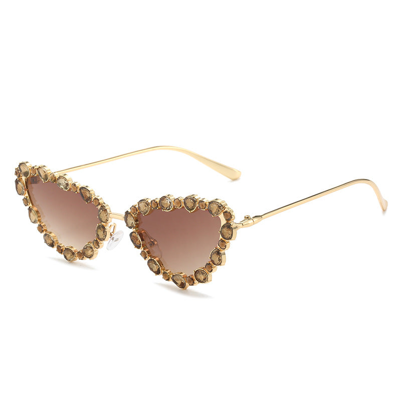 Heart-Shaped Rhinestone-Embellished Sunglasses Kalsten