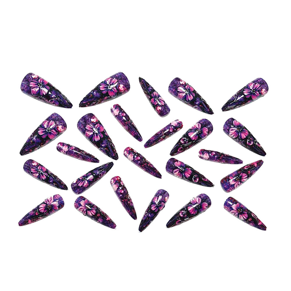 Luxury Flower Design Artificial Nails Kalsten