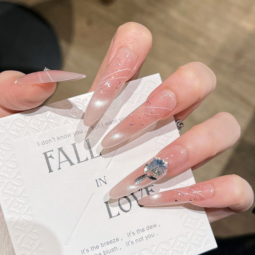 Decorative Press-On Nails with Gem Accents Kalsten