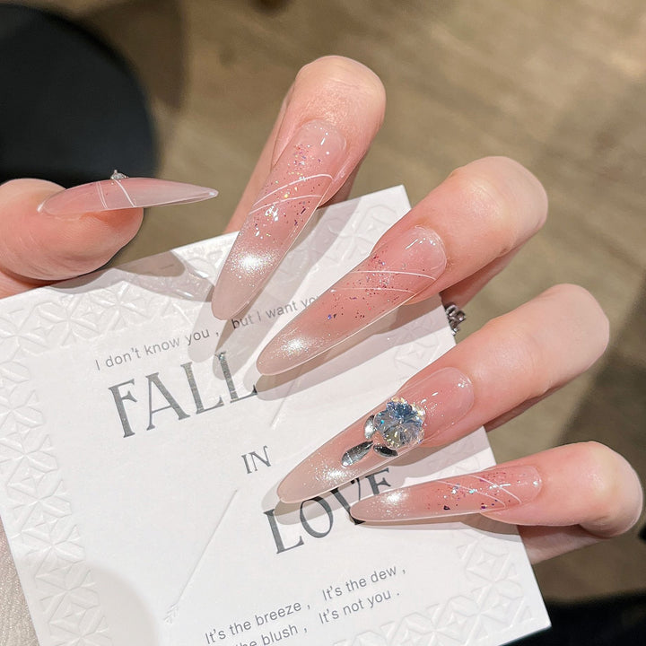 Decorative Press-On Nails with Gem Accents Kalsten