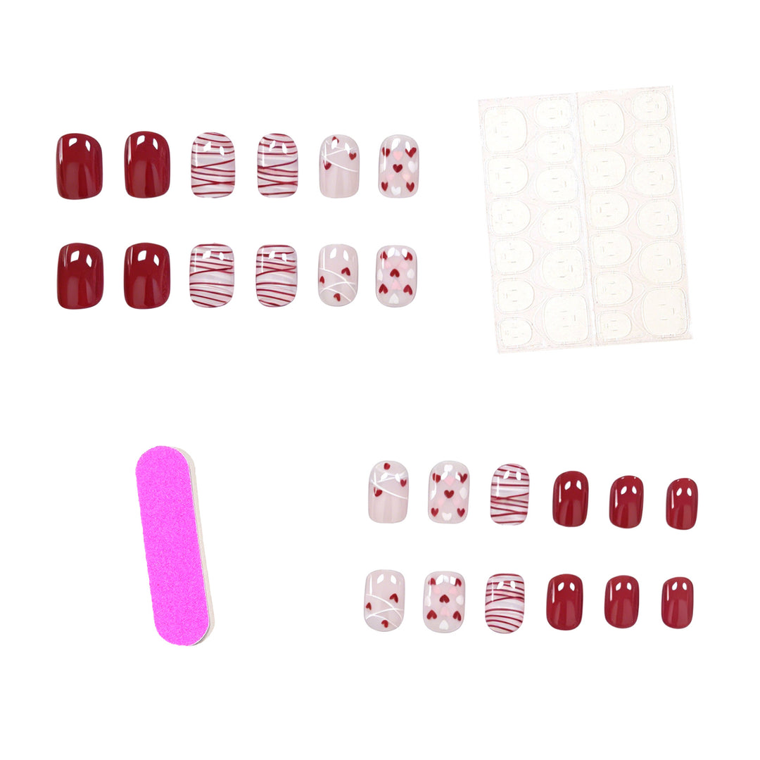 Elegant Heart-Themed Nail Art Set Kalsten