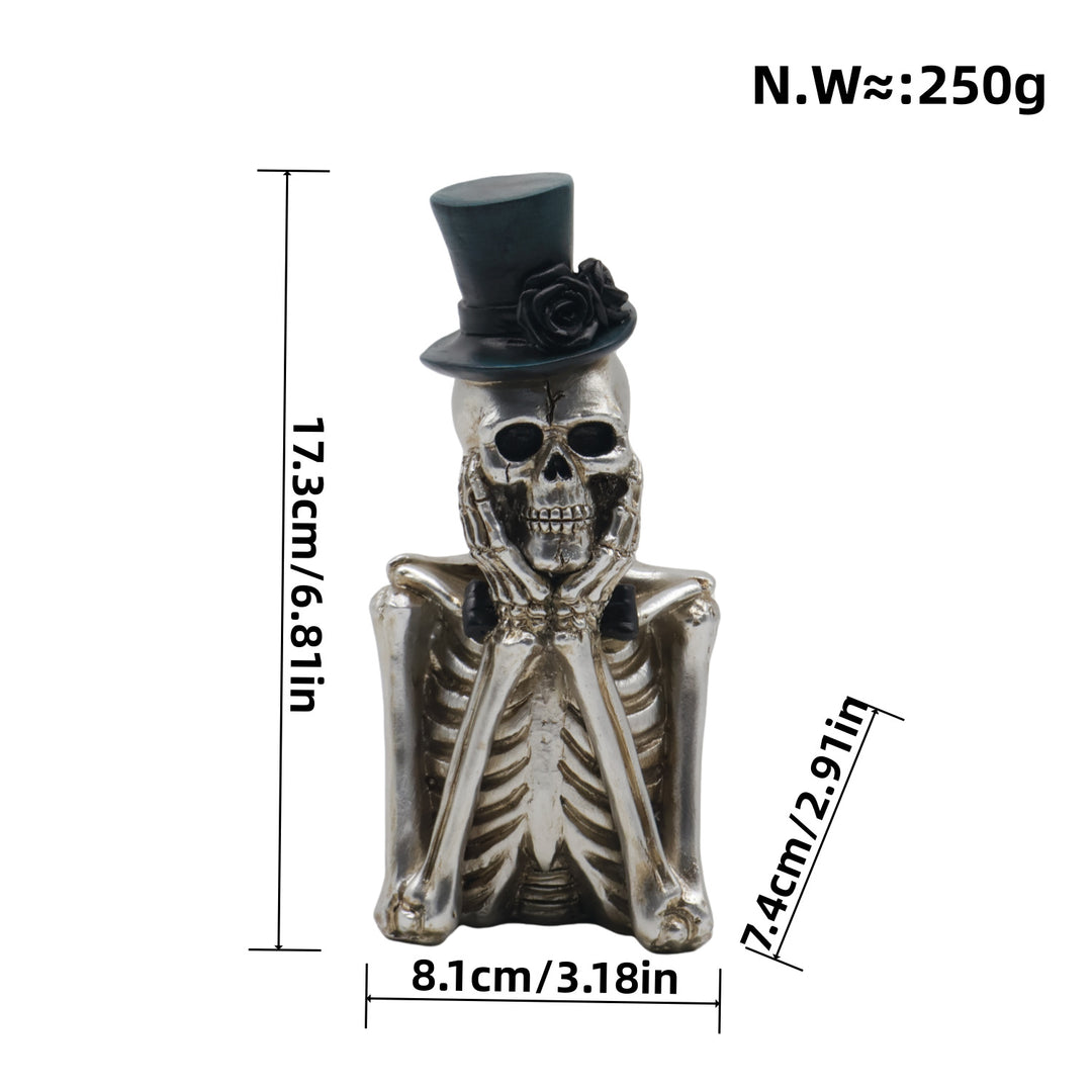 Stylish skeleton figure with top hat and black rose Kalsten