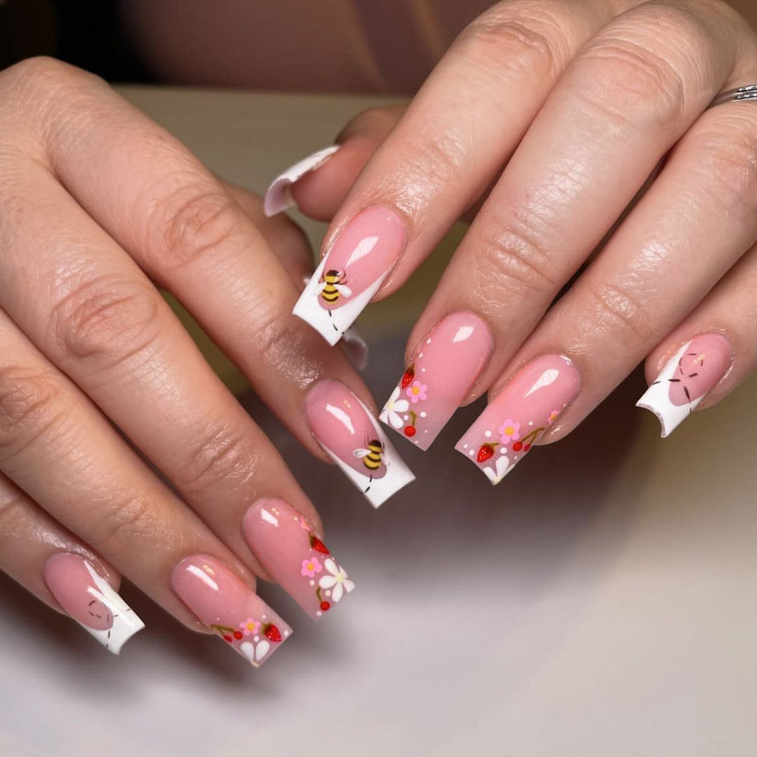 Floral Themed Acrylic Nail Art Extensions Kalsten