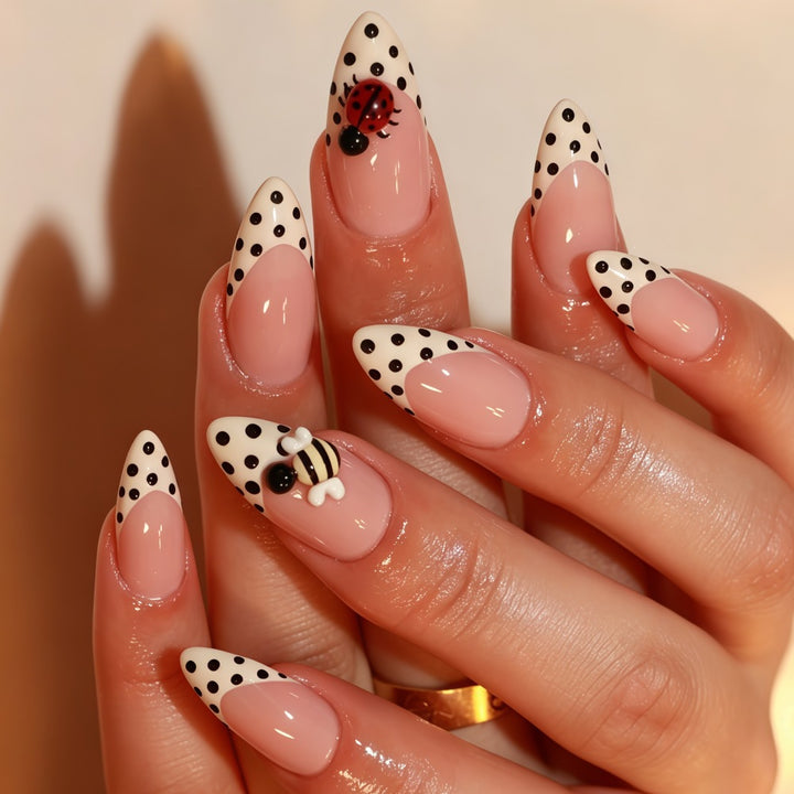 Nail Art Set with playful insect designs and polka dots Kalsten