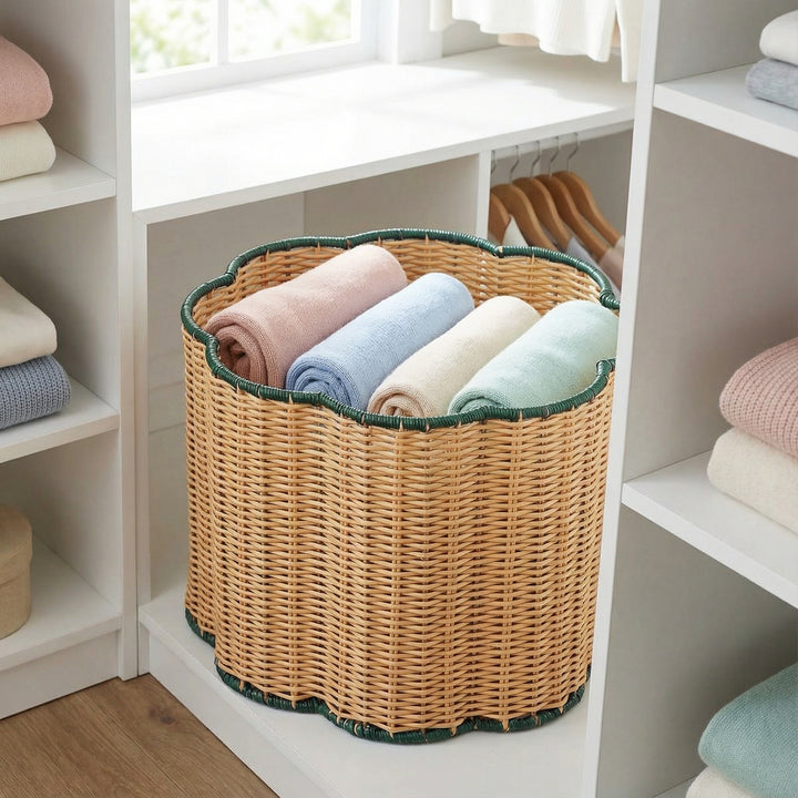 Decorative Scalloped Woven Storage Basket Kalsten