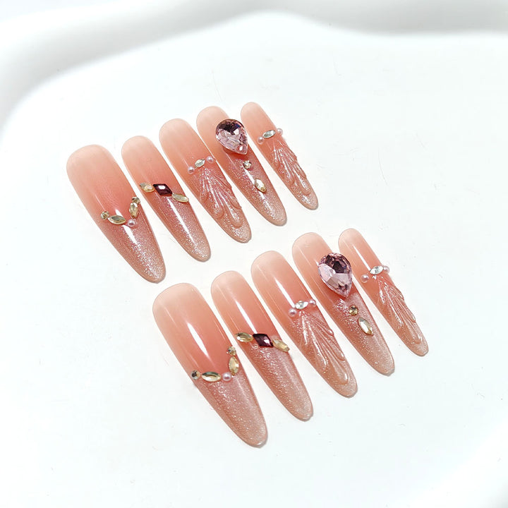Acrylic nails with glamorous crystal design Kalsten