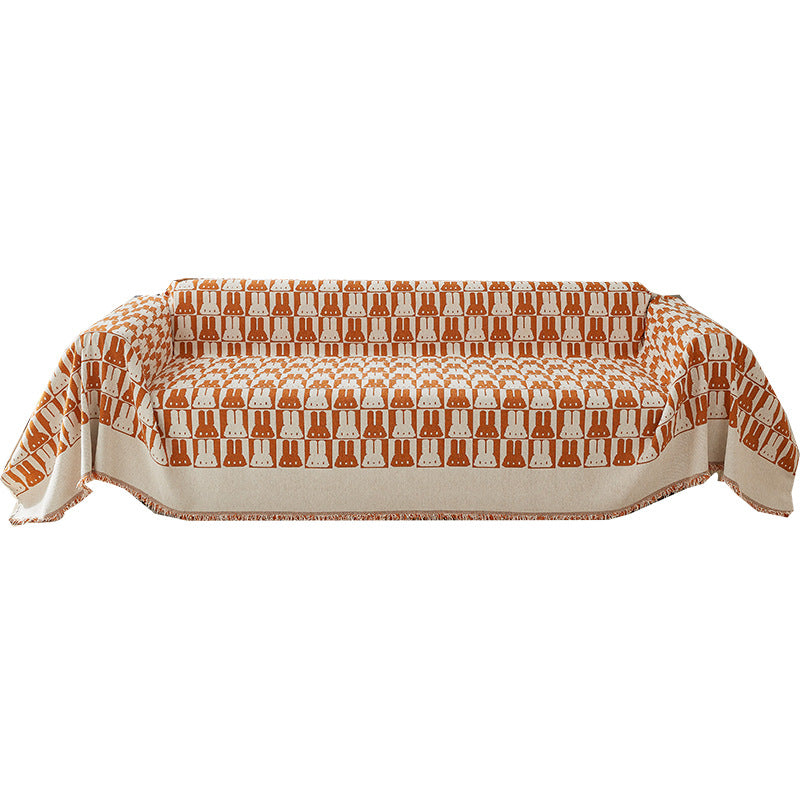 Cozy Rabbit Patterned Sofa Throw Blanket