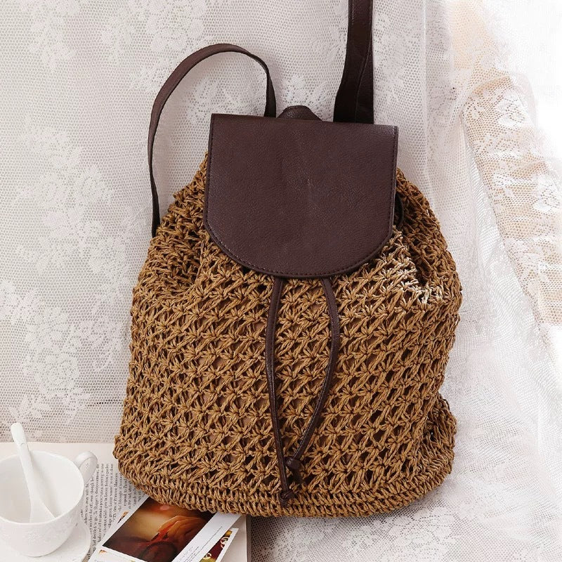Braided shoulder bag with leather flap Kalsten