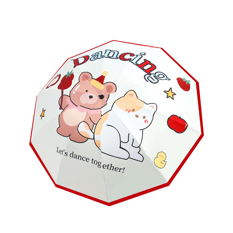 Women's Creative Folding Umbrella with Cute Bear Design Kalsten