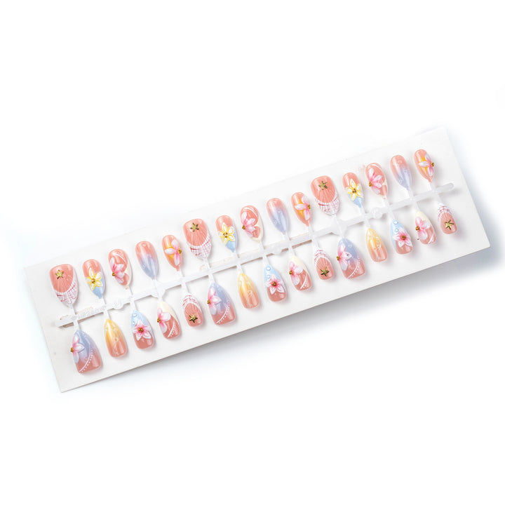 Artistic Floral-Themed Press-On Nail Art Set