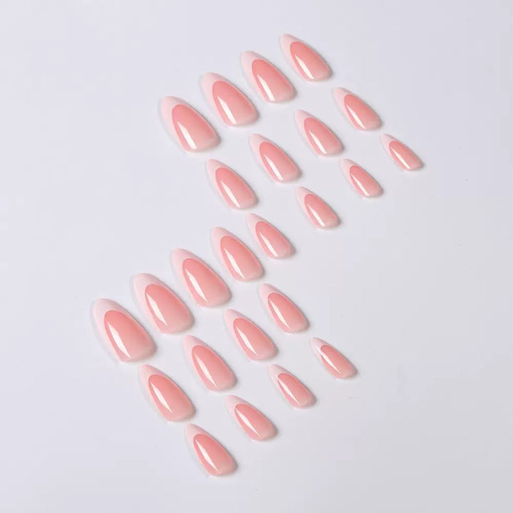 Artificial nail set with elegant French design and gloss effect Kalsten