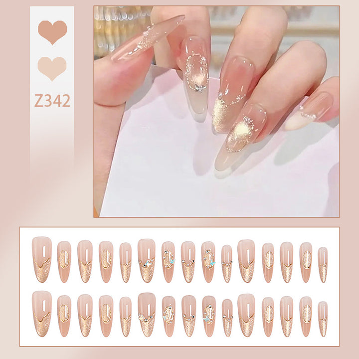 Art nail set with elegant gold glitter design Kalsten