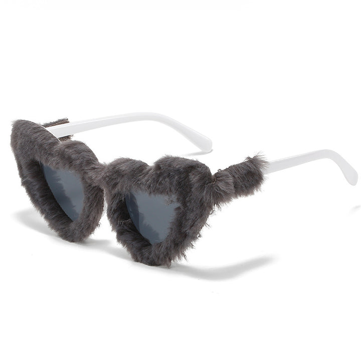 Heart-Shaped Faux Fur Frame Sunglasses Kalsten