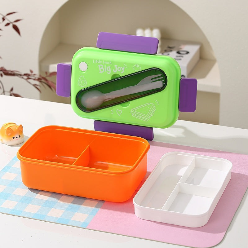 Multi-Compartment Lunch Box with Integrated Utensils