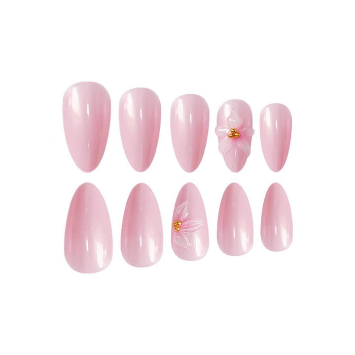 Floral-Decorated Stiletto Press-On Nail Art Kalsten