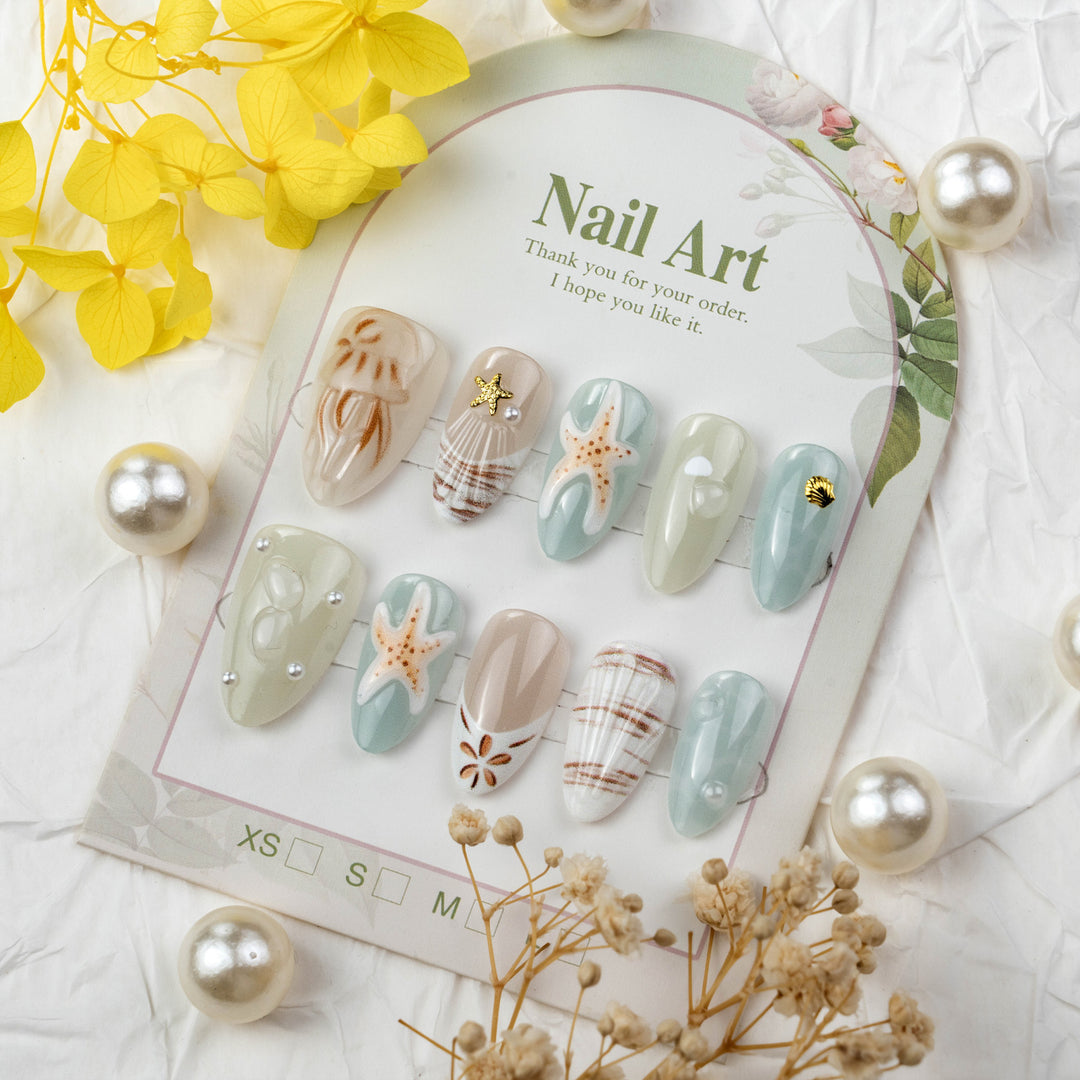 Artistic Ocean-Inspired Nail Art Set