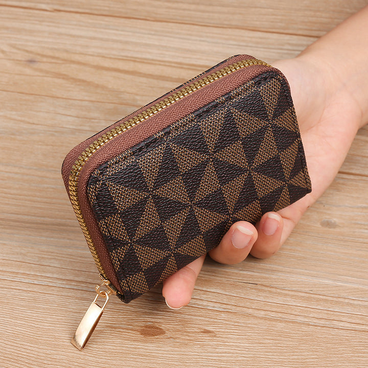 Geometric Patterned Zip Coin Pouch