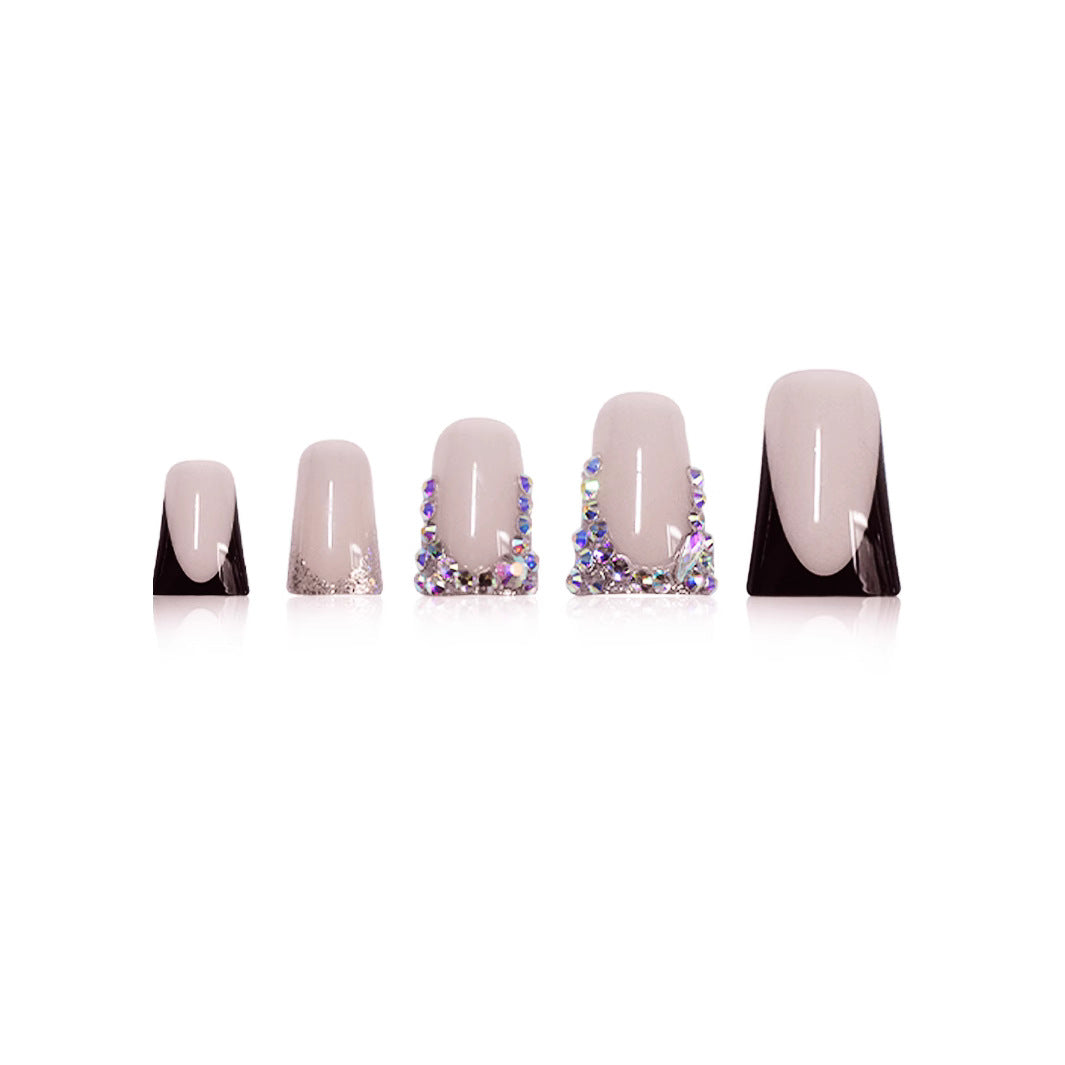 Decorative Press-On Nail Art with Rhinestone Accents Kalsten