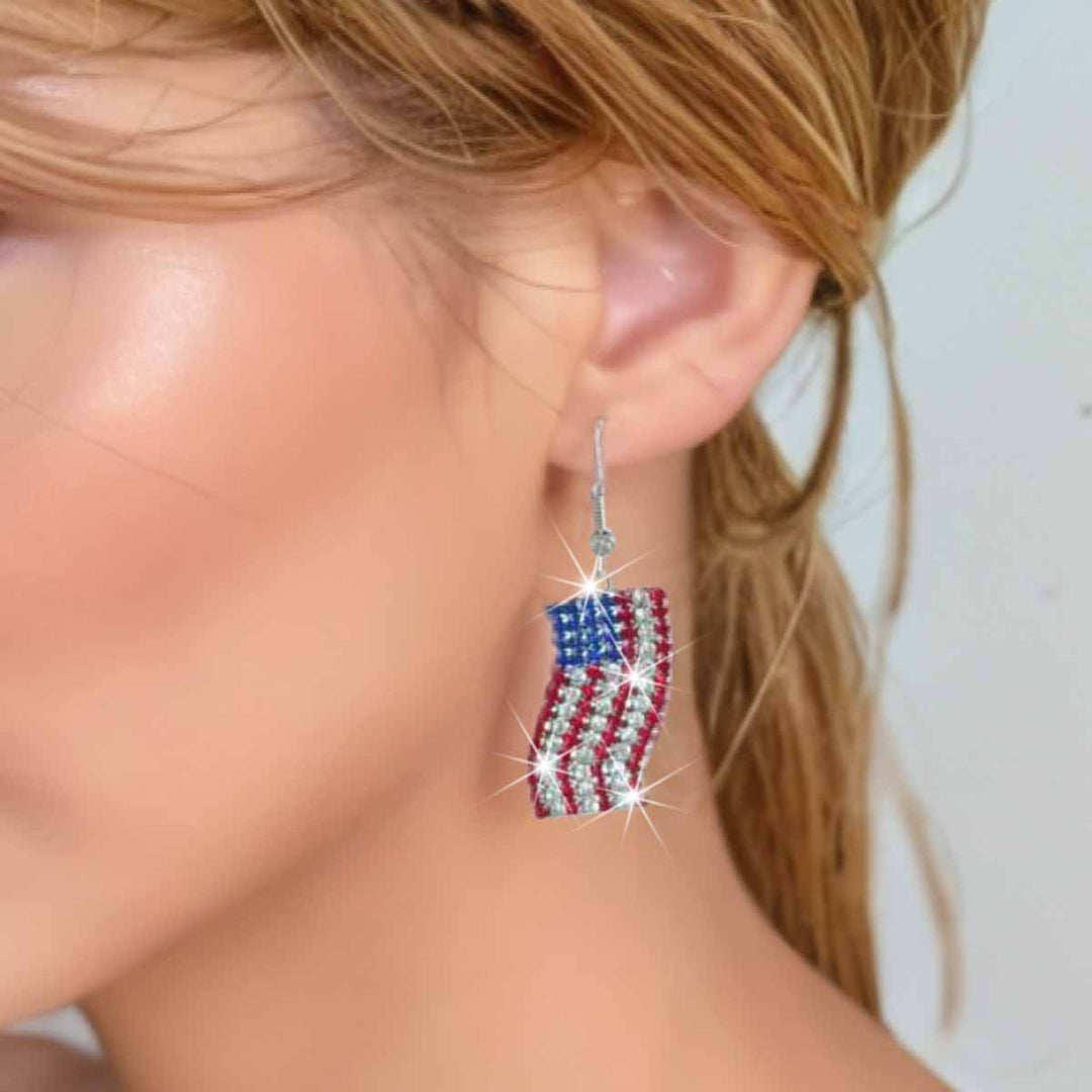Ladies long sparkling crystal tassel earrings with geometric stud closure Kalsten