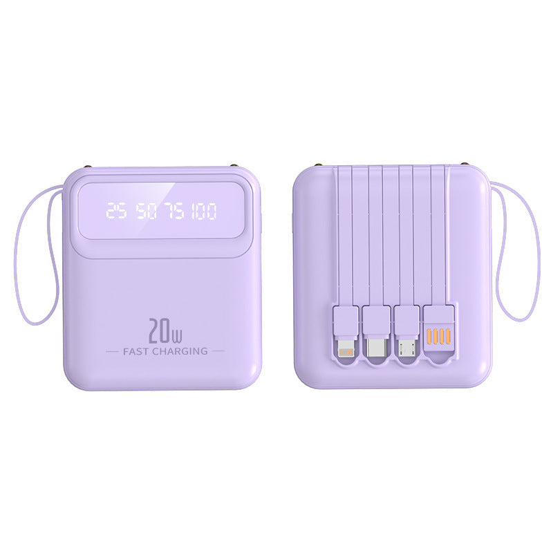Portable power bank with integrated charging cables and digital capacity display Kalsten