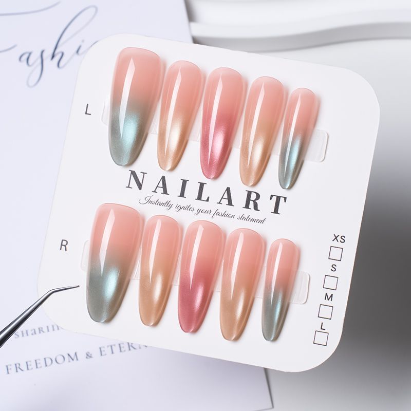 Artificial nails with elegant ombre effect and glitter accents Kalsten