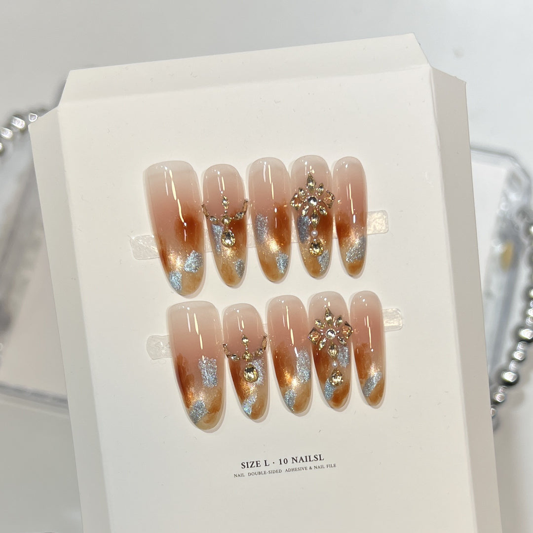 Decorative Stiletto Press-On Nail Set with Floral Designs Kalsten
