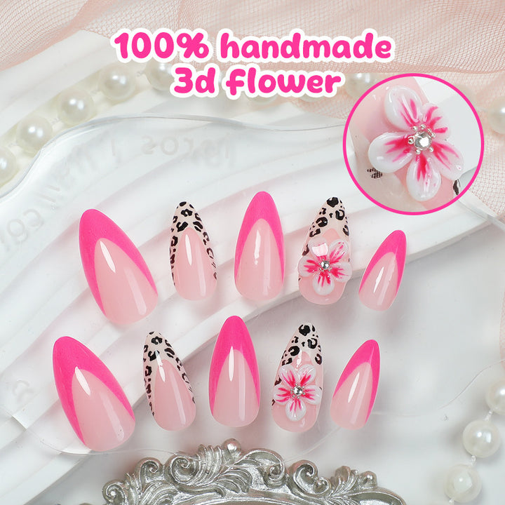 Creative nail art set with floral leopard design Kalsten