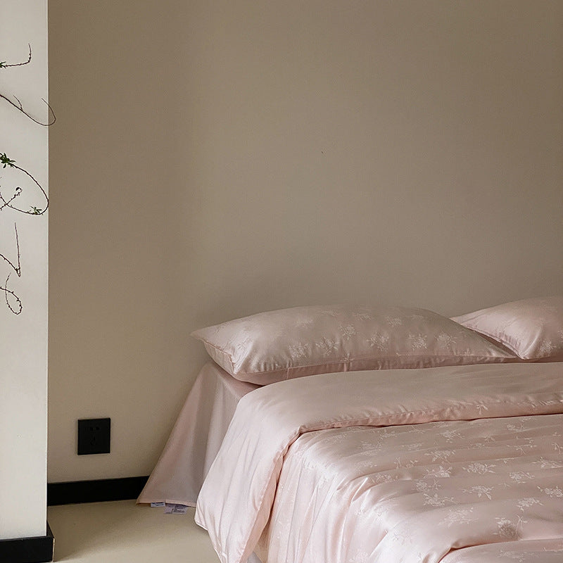 Luxurious satin bedding set with watercolor floral pattern