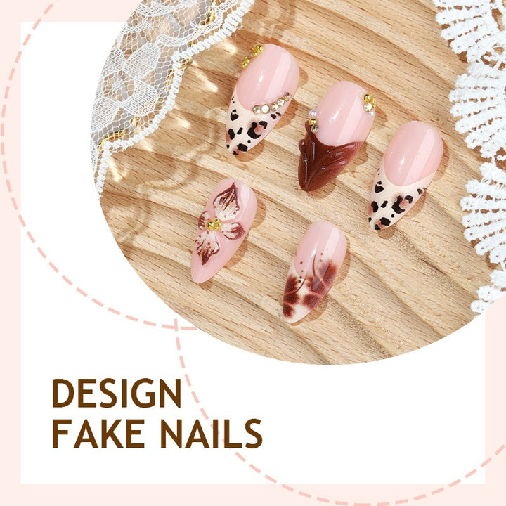 Art nail set with elegant animal and flower design Kalsten
