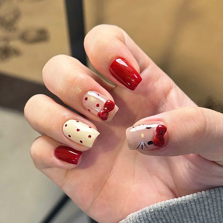 Artistic Nail Art with Cute Bow Motifs Kalsten