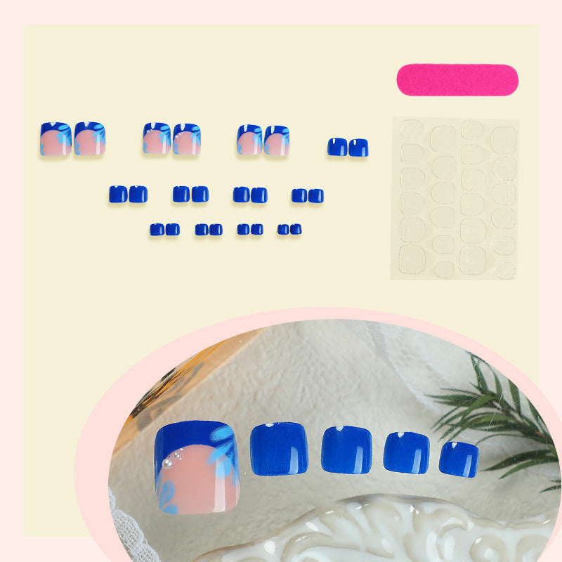 Decorative Press-On Nail Art Set with Tropical Floral Design kalsten