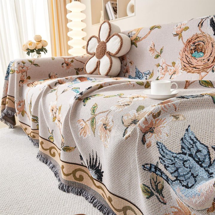 Artistic Floral Pattern Sofa Throw