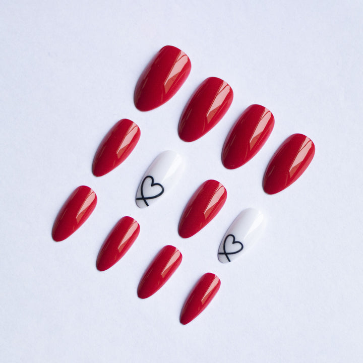 Heart-Themed Artistic Nail Design