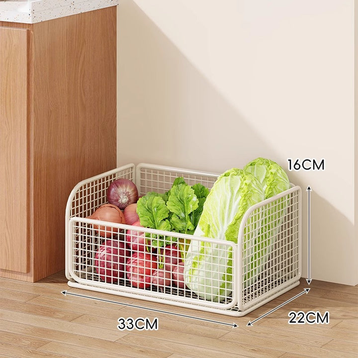 Compact Rolling Mesh Pantry Organizer Cart with Deep Ventilated Baskets and Locking Casters