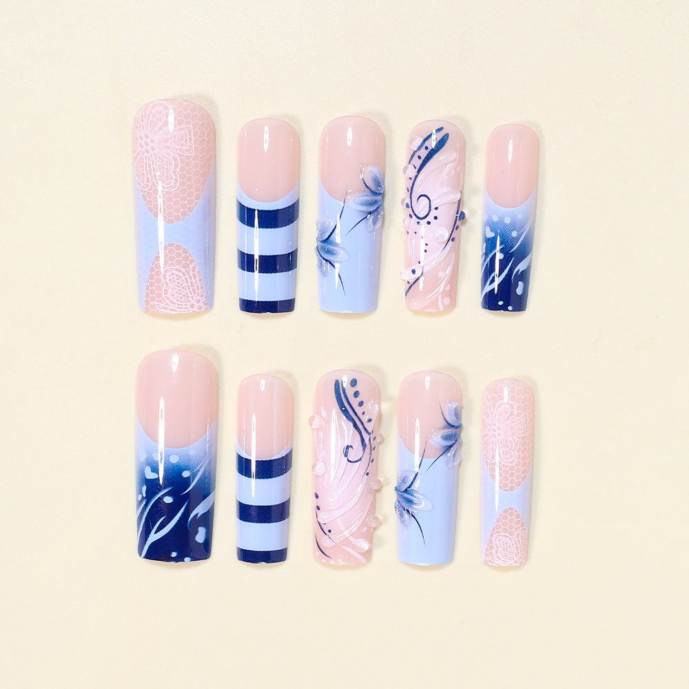Artistic Nail Design Set with Ocean-Inspired Accents Kalsten