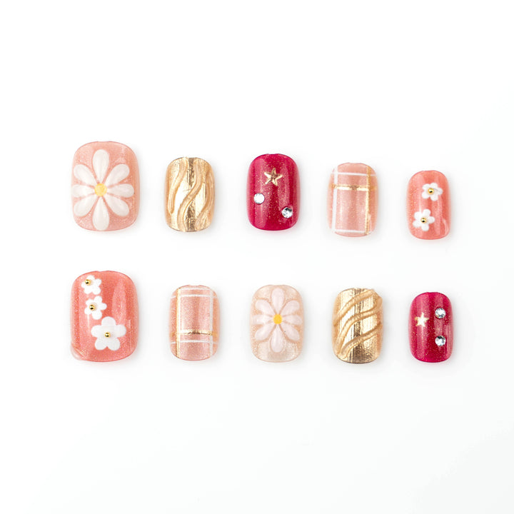 Floral Decorative Press-On Nail Art Kalsten