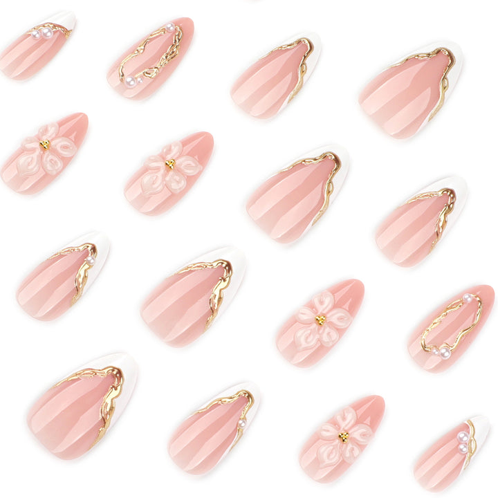 Artful Nail Extensions with Elegant Blooming Accents Kalsten
