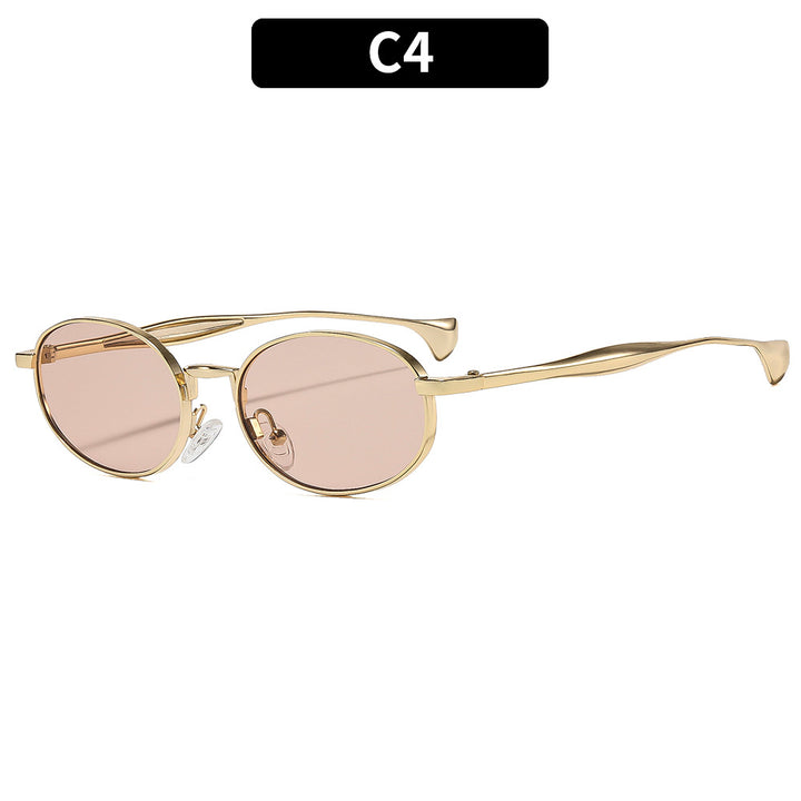 Chic Gold-Toned Oval Sunglasses